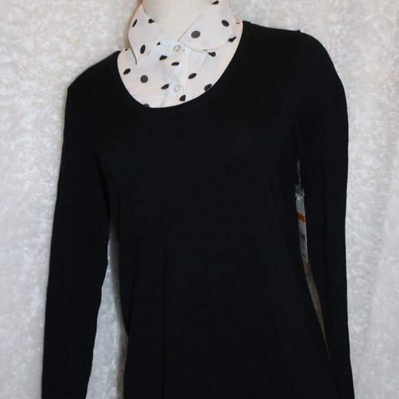 Kim Rogers polka dot accented long sleeve knit top PS NWT - Picture 1 of 7